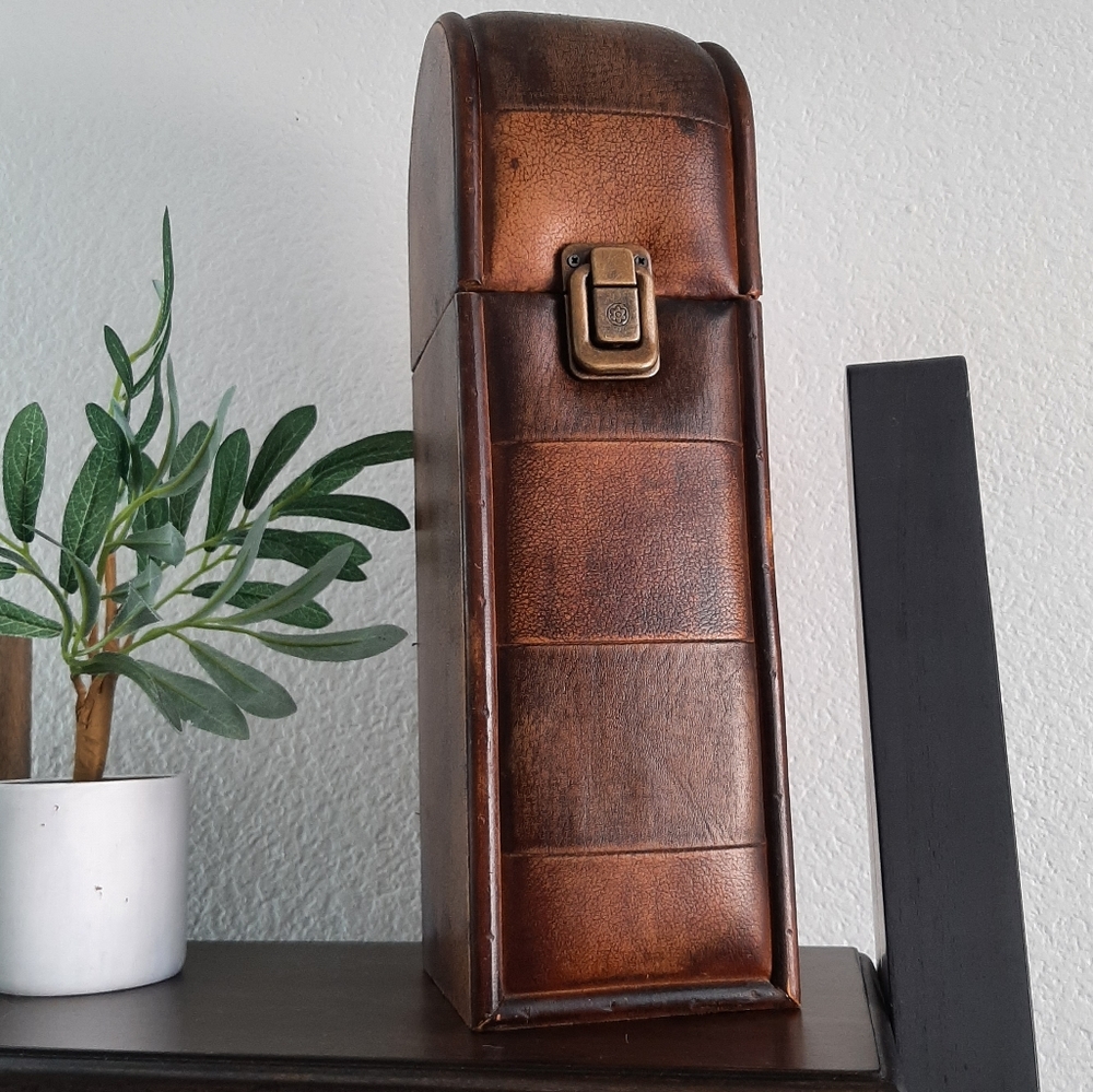 Three Hands Corp Wine Holder Box or Gift Box Leather Home Decor